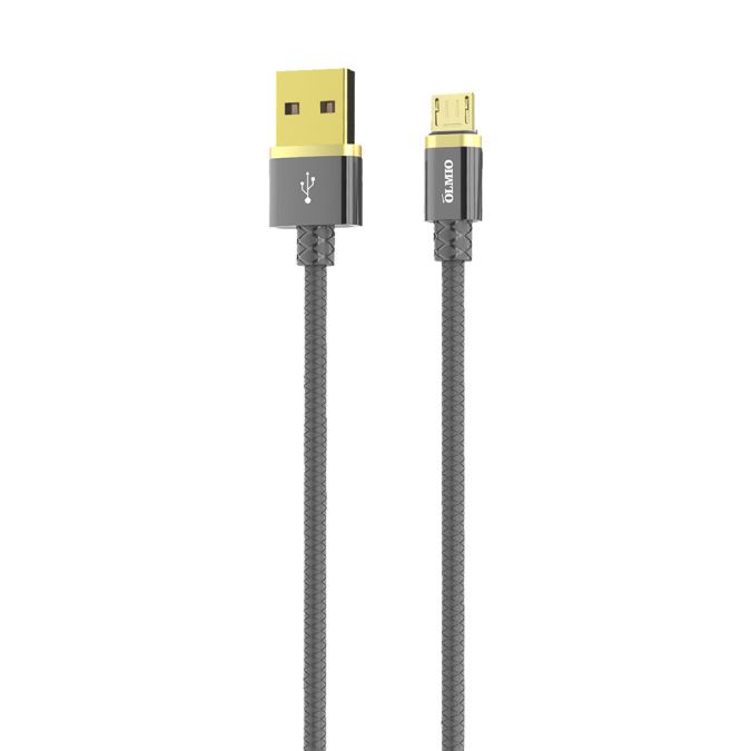 картинка Кабель Olmio Deluxe, USB 2.0 - microUSB, 1м, 2.1A, серый от интернет-магазина itsklad.kz