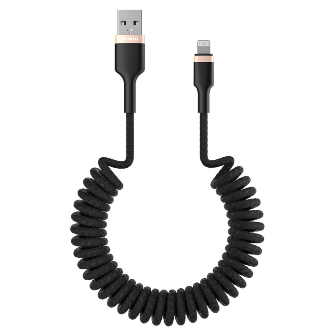 картинка Кабель Olmio SPRING, USB 2.0 - lightning, 1.5м, 2.4A, черный от интернет-магазина itsklad.kz