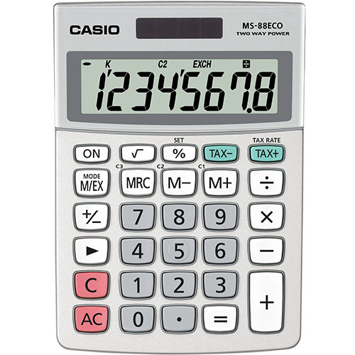 картинка Калькулятор настольный CASIO MS-88ECO-W-EP от интернет-магазина itsklad.kz