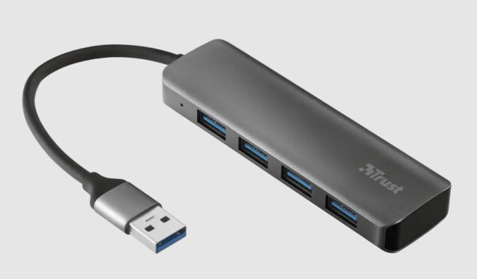 картинка Разветвитель Trust Dalyx 4 in 1 USB 3.2 серый от интернет-магазина itsklad.kz