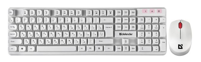 картинка Комплект беспроводной клавиатура+мышь Defender Milan C-992 RU белый от интернет-магазина itsklad.kz