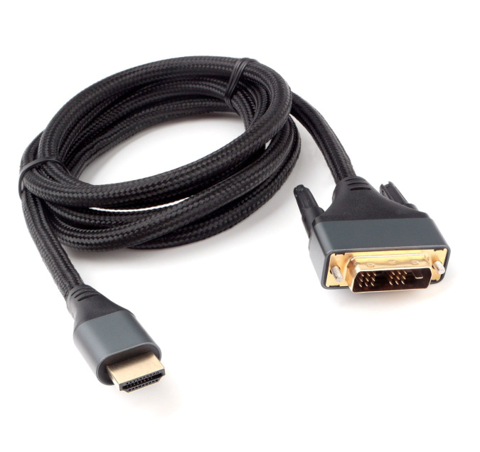 картинка Кабель HDMI-DVI Cablexpert CC-HDMI-DVI-4K-6, 4K, 19M/19M, 1.8м, single link, нейлоновая оплетка, мет от интернет-магазина itsklad.kz