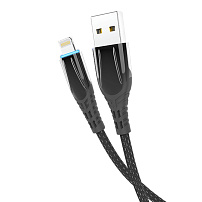 Кабель Olmio SmartLED, USB 2.0 - lightning, 1,2м, 2.1A, черный