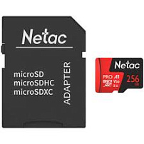 Карта памяти MicroSD 256GB Class 10 U1 Netac NT02P500PRO-256G-R с адаптером