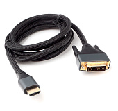 Кабель HDMI-DVI Cablexpert CC-HDMI-DVI-4K-6, 4K, 19M/19M, 1.8м, single link, нейлоновая оплетка, мет