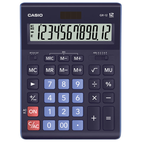 картинка Калькулятор настольный CASIO GR-12-BU-W-EP синий от интернет-магазина itsklad.kz