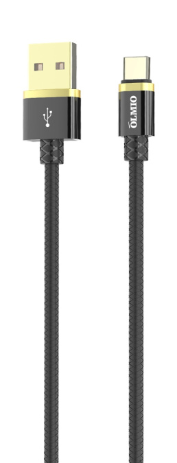 картинка Кабель Olmio Deluxe, USB 2.0 - Type-C, 1м, 2.1A, черный от интернет-магазина itsklad.kz