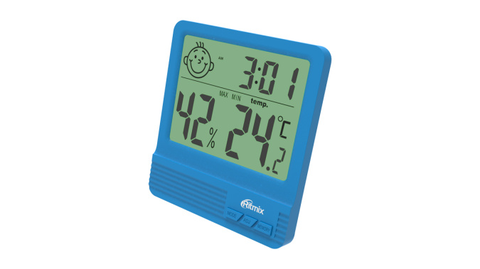 картинка Метеостанция с термометром и гигрометром RITMIX CAT-052 синий от интернет-магазина itsklad.kz