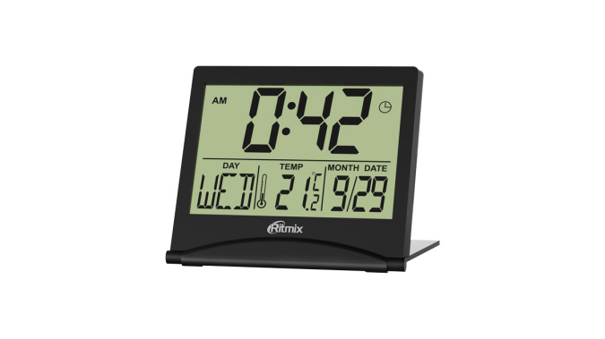 картинка Часы-будильник с термометром Ritmix CAT-042 черный от интернет-магазина itsklad.kz