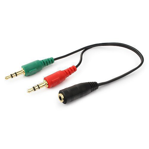 Кабель аудио сигнала Cablexpert CCA-418, джек3.5 нуш (F) + 3.5 микр (F)-> джек3.5 4pin (M), длина 20