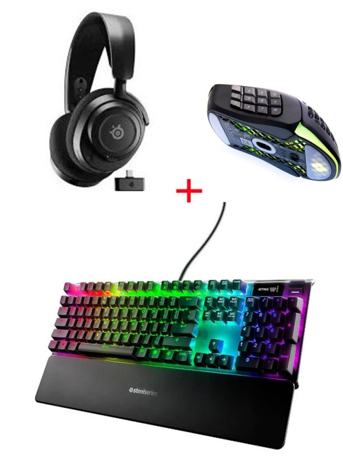 картинка Наушники SteelSeries Arctis Nova 7 61553 + Apex 7 (Red Switch) RU 64642 + Aerox 9 62618 от интернет-магазина itsklad.kz