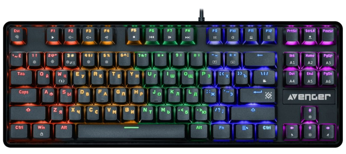 картинка Клавиатура игровая механическая Defender Avenger GK-412 RU,RGB черный от интернет-магазина itsklad.kz