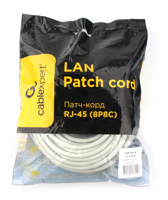 картинка Патч-корд UTP Cablexpert PP6U-15M кат.6, 15м, литой, многожильный (серый) от интернет-магазина itsklad.kz
