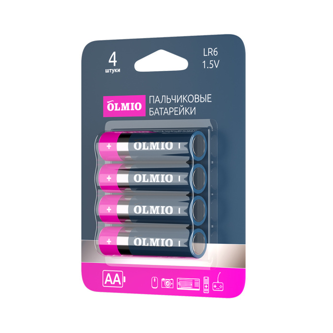 картинка Элемент питания LR6 AA Olmio Alkaline LR6 - 4штуки в упаковке от интернет-магазина itsklad.kz