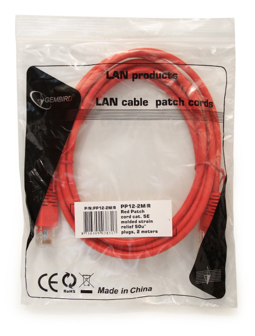 картинка Патч-корд UTP Cablexpert  PP12-0.5M/R кат.5e, 0.5м, литой, многожильный (красный) от интернет-магазина itsklad.kz