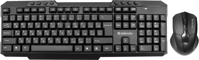 картинка Комплект беспроводной клавиатура+мышь Defender Jakarta C-805 RU черный от интернет-магазина itsklad.kz