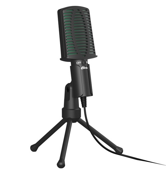 картинка Настольный микрофон Ritmix RDM-126 черный-зеленый от интернет-магазина itsklad.kz