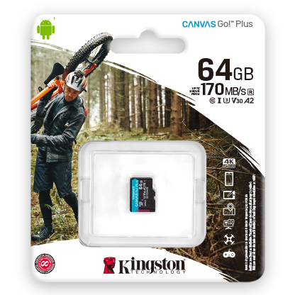 картинка Карта памяти MicroSD 64GB Class 10 U3 V30 A2 Kingston SDCG3/64GBSP от интернет-магазина itsklad.kz