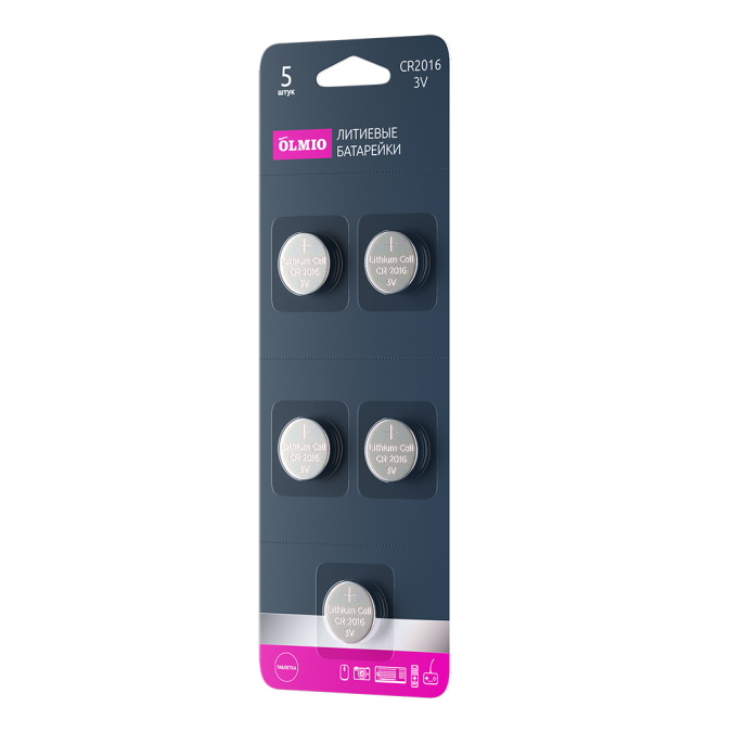 картинка Элемент питания Olmio CR2016 - 5 штук в блистере от интернет-магазина itsklad.kz