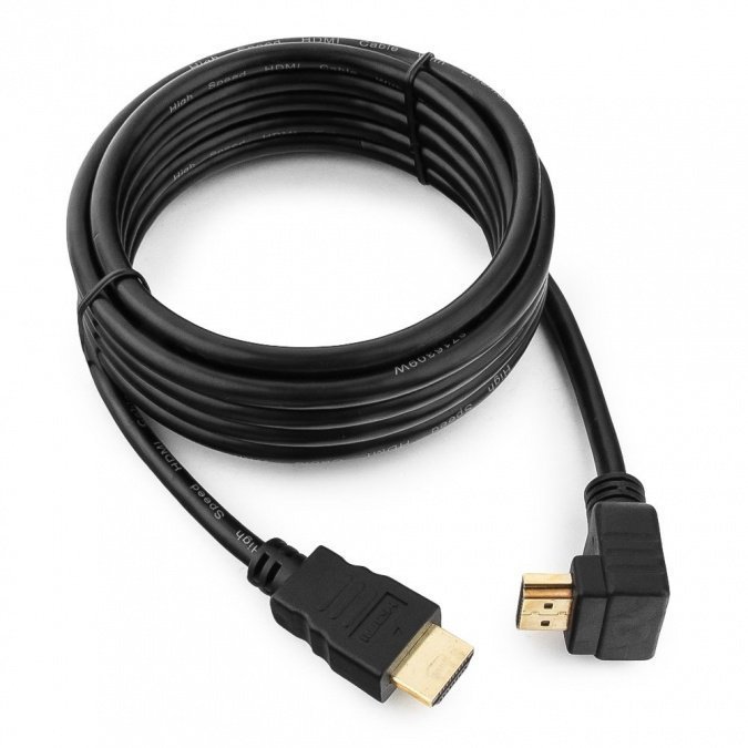 Кабель HDMI Cablexpert CC-HDMI490-10, 3.0м, v1.4, 19M/19M, углов. разъем, черный, позол.разъемы