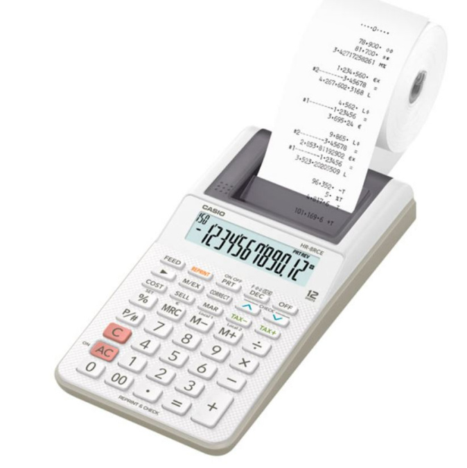картинка Калькулятор печатающий CASIO HR-8RCE-WE-W-EC от интернет-магазина itsklad.kz