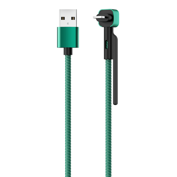 картинка Кабель Olmio Stand, USB 2.0 - lightning, 1.2м, 2.1A, зеленый от интернет-магазина itsklad.kz