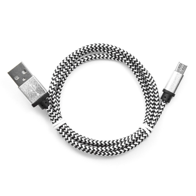 картинка Кабель USB 2.0 Cablexpert CC-mUSB2sr1m, USB-MicroUSB, 1м, нейлоновая оплетка, алюм разъемы, серебри от интернет-магазина itsklad.kz