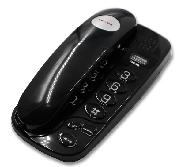 картинка Телефон проводной Texet TX-238 чёрный от интернет-магазина itsklad.kz