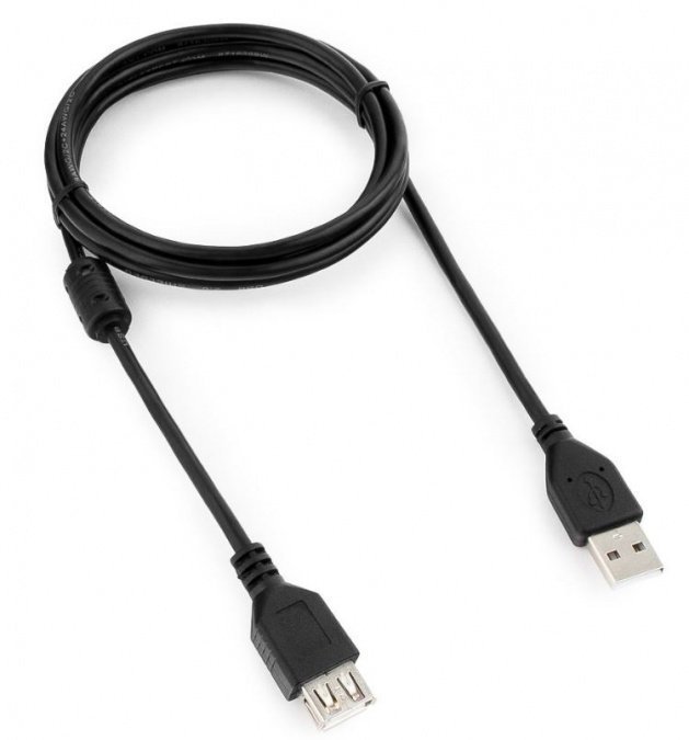 картинка Кабель удлинитель USB2.0 Pro Cablexpert CCF-USB2-AMAF-6, AM/AF, 1.8м, экран, феррит.кольцо, черный от интернет-магазина itsklad.kz