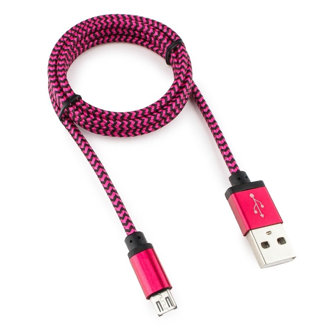 картинка Кабель USB 2.0 Cablexpert CC-mUSB2pe1m, USB-MicroUSB, 1м, нейлоновая оплетка, алюм разъ, фиол от интернет-магазина itsklad.kz