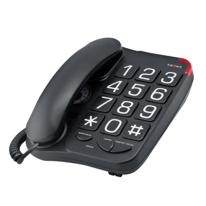 картинка Телефон проводной Texet TX-201 черный от интернет-магазина itsklad.kz