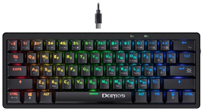 картинка Клавиатура игровая механическая Defender Deimos GK-303 RU,RGB черный от интернет-магазина itsklad.kz