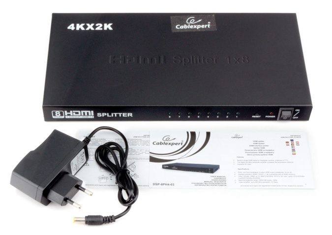 картинка Разветвитель HDMI Cablexpert DSP-8PH4-03, HD19F/8x19F, 1 компьютер => 8 мониторов, Full-HD, 3D, 1.4v от интернет-магазина itsklad.kz