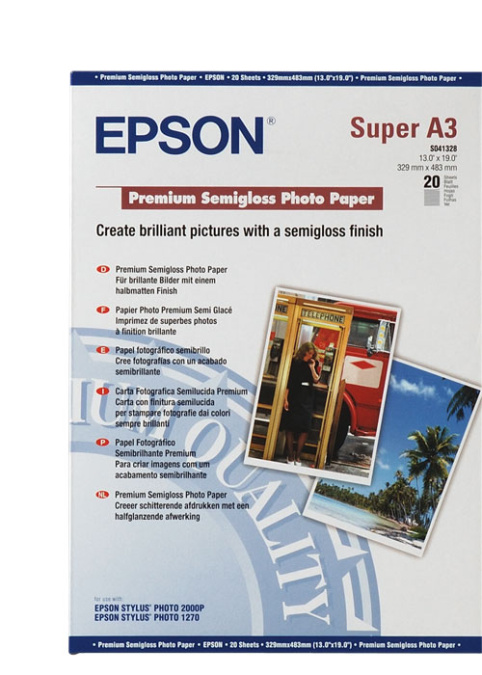 картинка Фотобумага А3 Epson C13S041328 20Л. 260 ГР/М2 Premium Semigloss                                      от интернет-магазина itsklad.kz