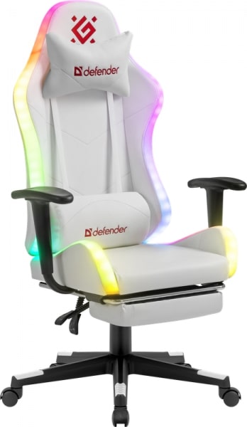 картинка Игровое кресло Defender Watcher (M) RGB, подставка под ноги, белый от интернет-магазина itsklad.kz