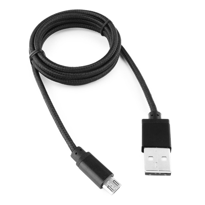 картинка Кабель USB 2.0 Cablexpert CC-mUSB2bk1m, USB-MicroUSB, 1м, нейлон оплет, алюмразъемы, черный. от интернет-магазина itsklad.kz
