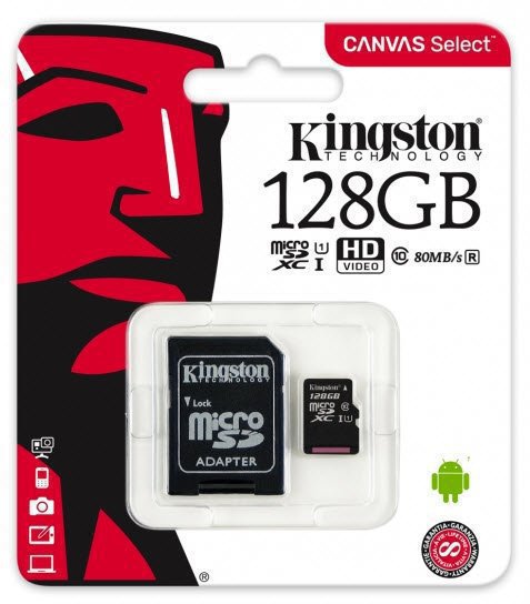 Карта памяти MicroSD 128GB Class 10 U1 Kingston SDCS/128GB