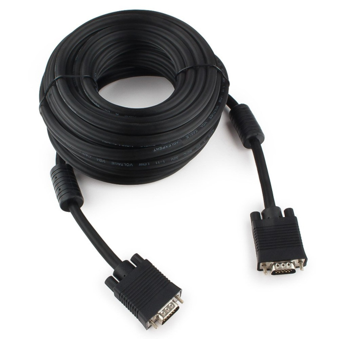 картинка Кабель VGA Premium Cablexpert CC-PPVGA-10M-B, 15M/15M, 10м, черный, двойной экран, феррит.кольца, па от интернет-магазина itsklad.kz