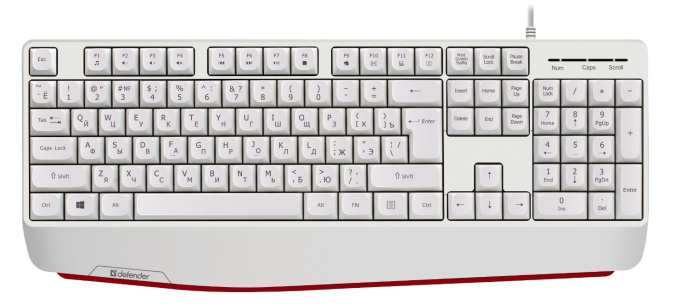 картинка Клавиатура проводная Defender Atom HB-546 USB RU, белый от интернет-магазина itsklad.kz