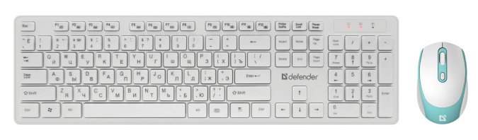 картинка Комплект беспроводной клавиатура+мышь Defender Auckland C-987 RU белый от интернет-магазина itsklad.kz