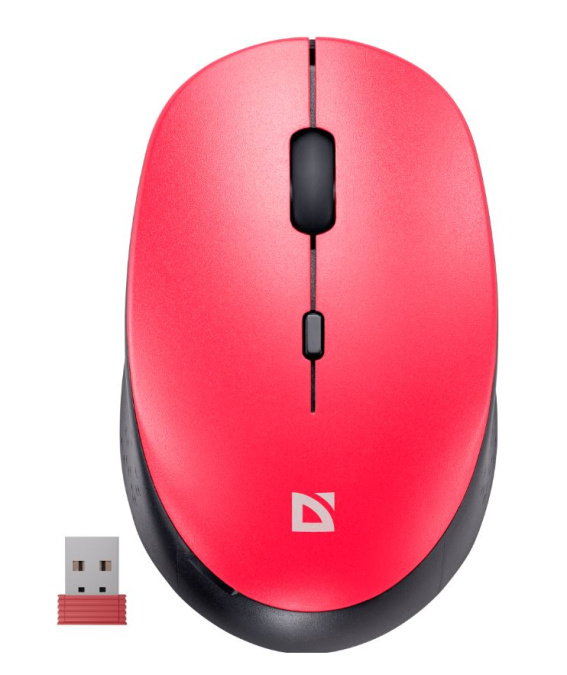 картинка Мышь беспроводная Defender Auris MB-027 бесшумная красный от интернет-магазина itsklad.kz