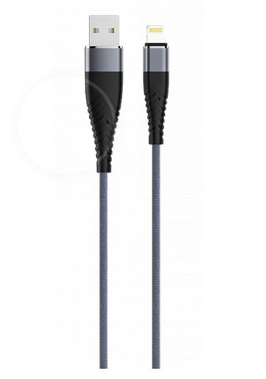 картинка Кабель Olmio Solid, USB 2.0 - lightning, 1.2м, 2.1A, усиленный, цвет титановый от интернет-магазина itsklad.kz