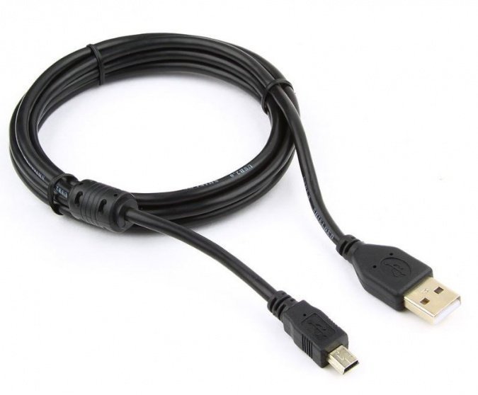 Кабель USB 2.0 Pro Cablexpert CCF-USB2-AM5P-6, AM/miniBM 5P, 1.8м, экран, феррит.кольцо, черный