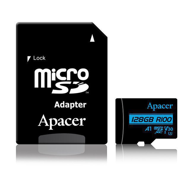 Карта памяти MicroSD 128GB microSD UHS-I U3 V30  Apacer AP128GMCSX10U7-R