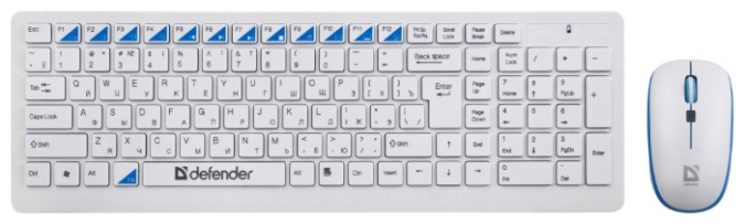 картинка Комплект беспроводной клавиатура+мышь Defender Skyline 895 RU,белый,мультимедийный от интернет-магазина itsklad.kz