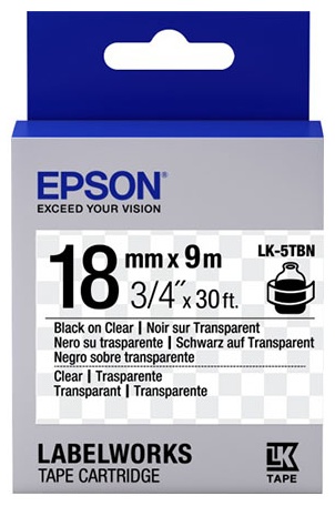 картинка Лента Epson C53S655008	LK-5TBN	Прозрачная лента 18мм, Прозр./Черн., 9м от интернет-магазина itsklad.kz