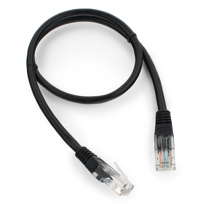 картинка Патч-корд UTP Cablexpert PP12-0.5M/BK кат.5e, 0.5м, литой, многожильный (черный) от интернет-магазина itsklad.kz