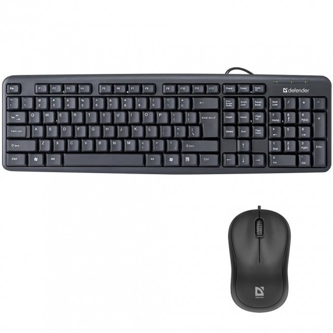 Комплект проводной Defender клавиатура HB-520 KZ + мышь MS-759 черный