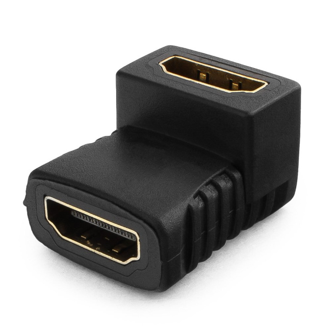 картинка Переходник HDMI <-> HDMI Cablexpert A-HDMI-FFL, 19F/19F, угловой, золотые разъемы, пакет от интернет-магазина itsklad.kz
