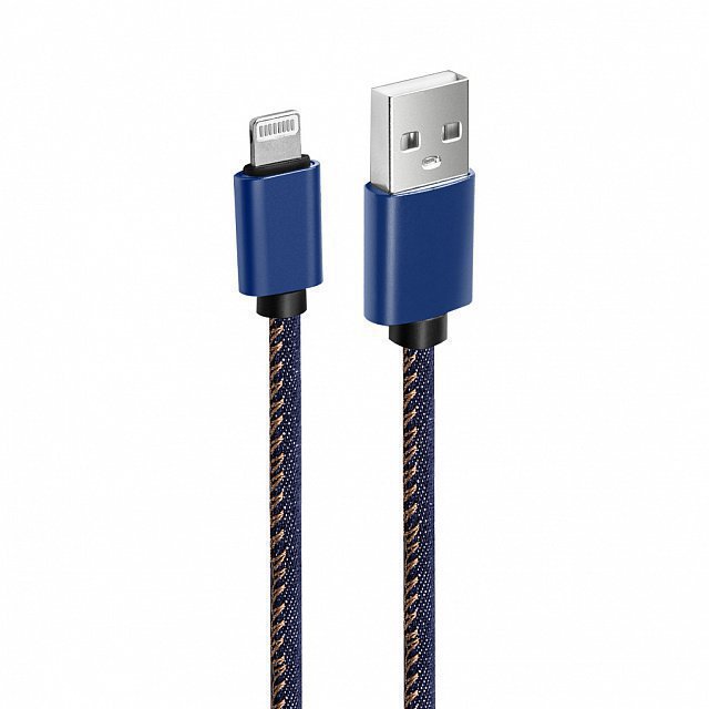 Кабель Olmio Jeans USB 2.0 - lightning 1,2м 2.1A синий